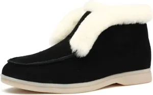 Lausiuoe Boots For Women Ankle Booties Winter Fluffy Fuzzy Soft Cozy Outdoor Fashion Casual Walking Shoes House Slipper