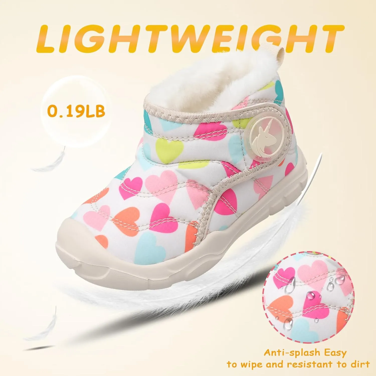 LeIsfIt Toddler Boots Girls Boys Winter Boots Cozy Fleece Snow Boots Indoor Outdoor Warm Shoes