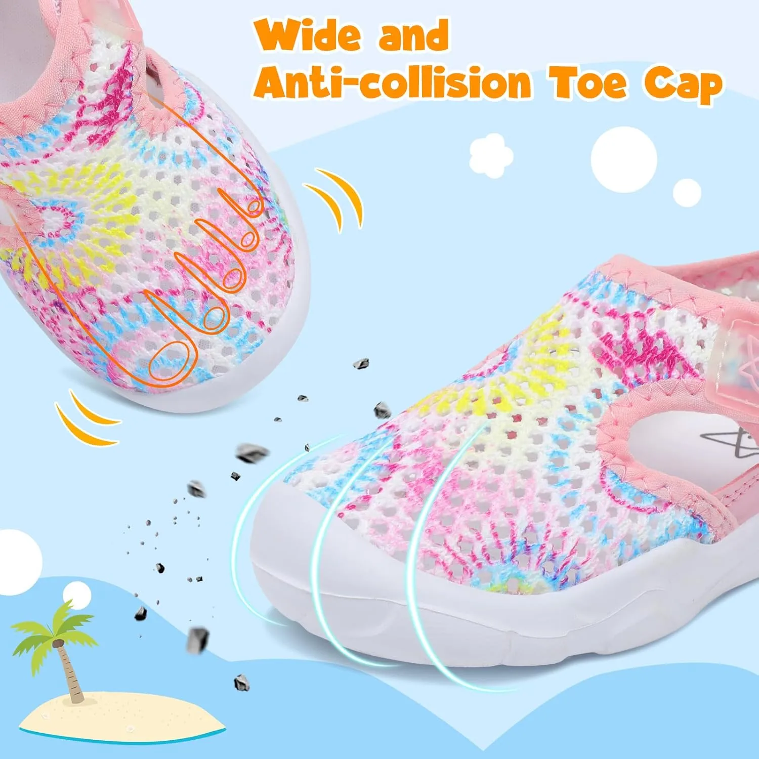 LeIsfIt Toddler Sandals Boys Girls Wide Sandals Kids Water Sandals Barefoot Water Shoes for Beach Swim Lightweight Closed Toe Summer Sandals