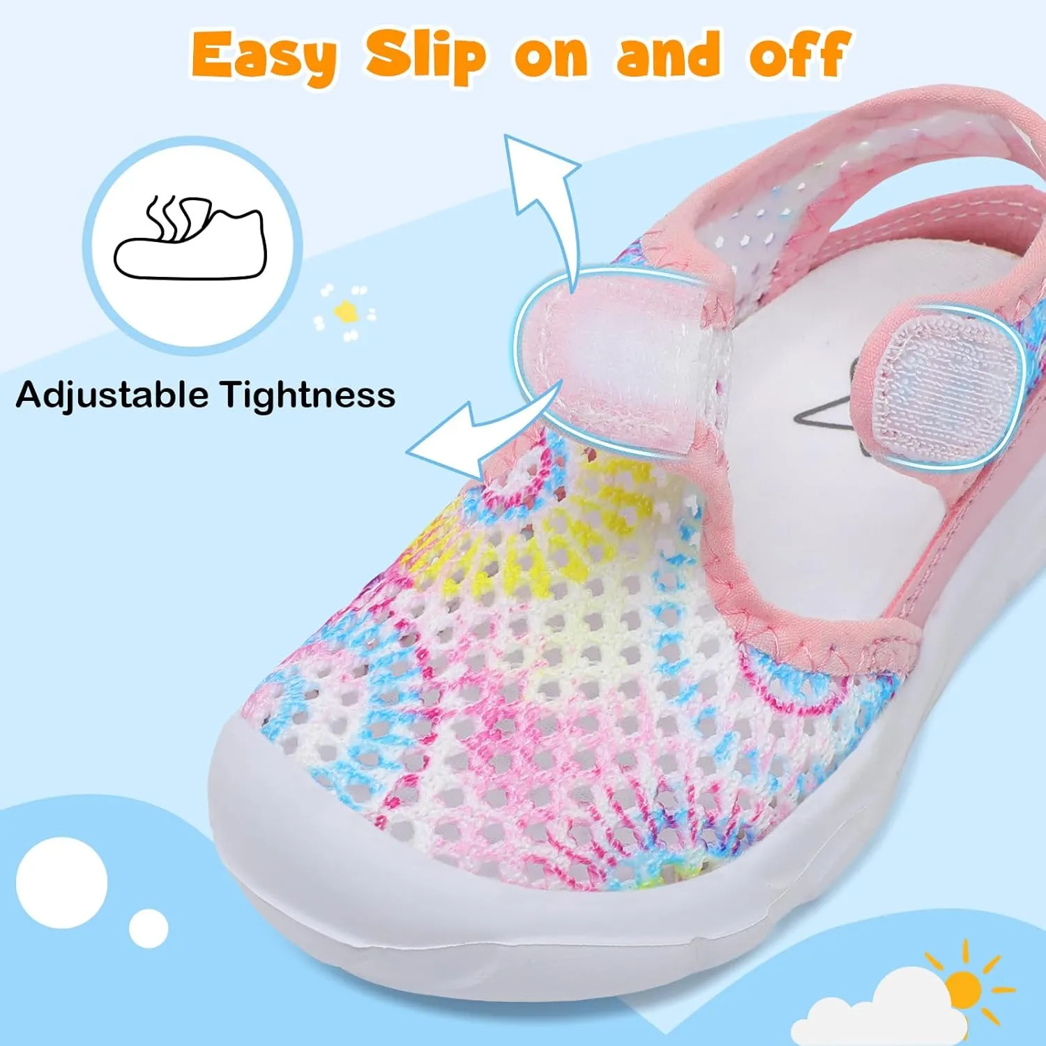 LeIsfIt Toddler Sandals Boys Girls Wide Sandals Kids Water Sandals Barefoot Water Shoes for Beach Swim Lightweight Closed Toe Summer Sandals