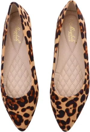 Leopard Print Ballet Flat Shoes Women Classic Pointed Low Heel Mules Comfortable Wedding Party Shoes