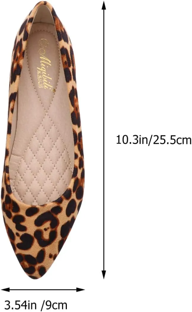 Leopard Print Ballet Flat Shoes Women Classic Pointed Low Heel Mules Comfortable Wedding Party Shoes