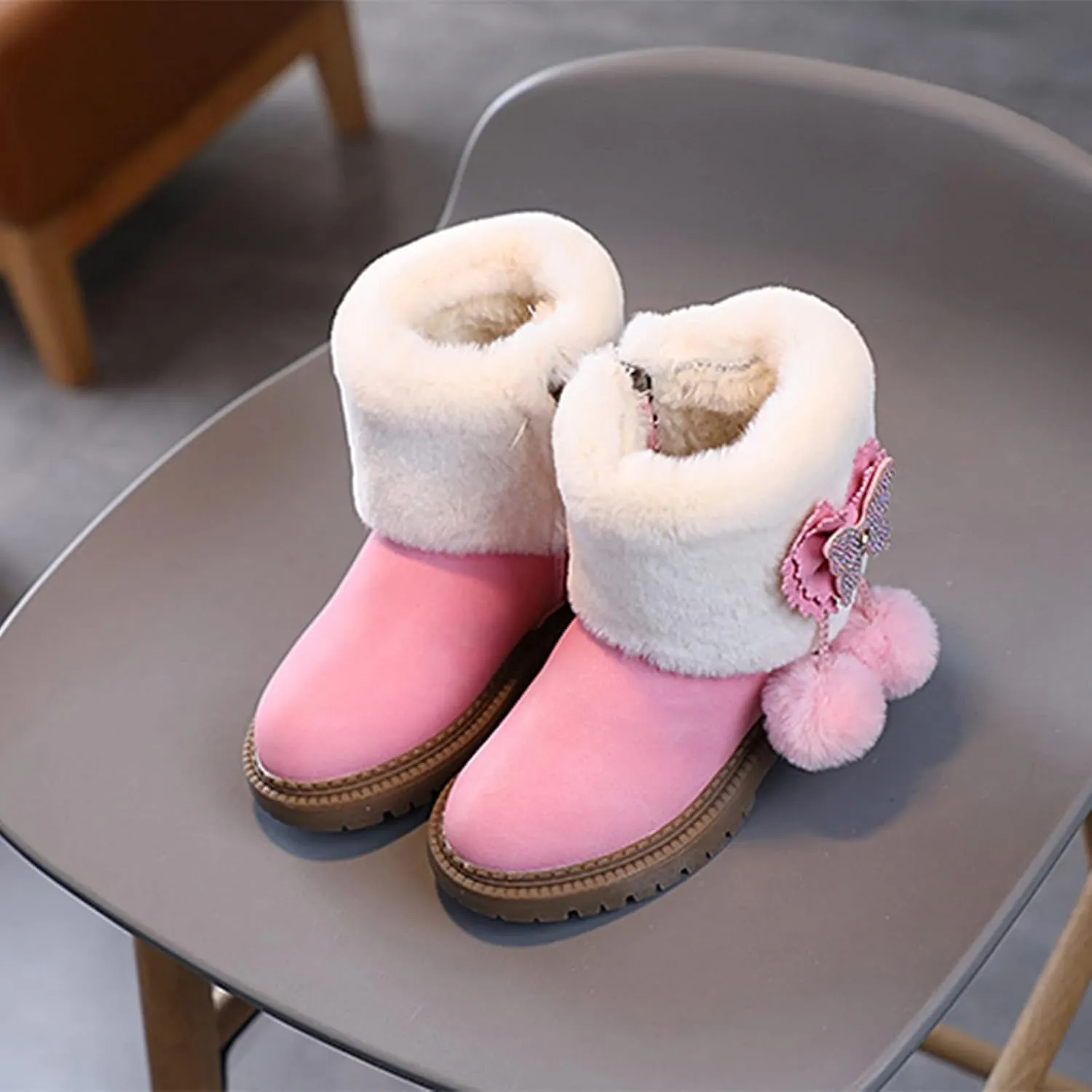 Leopard Rain Boots Kids Fashion Autumn and Winter Girls Snow Boots Thick Bottom Non Kids Winter Boots for Girls Size 1