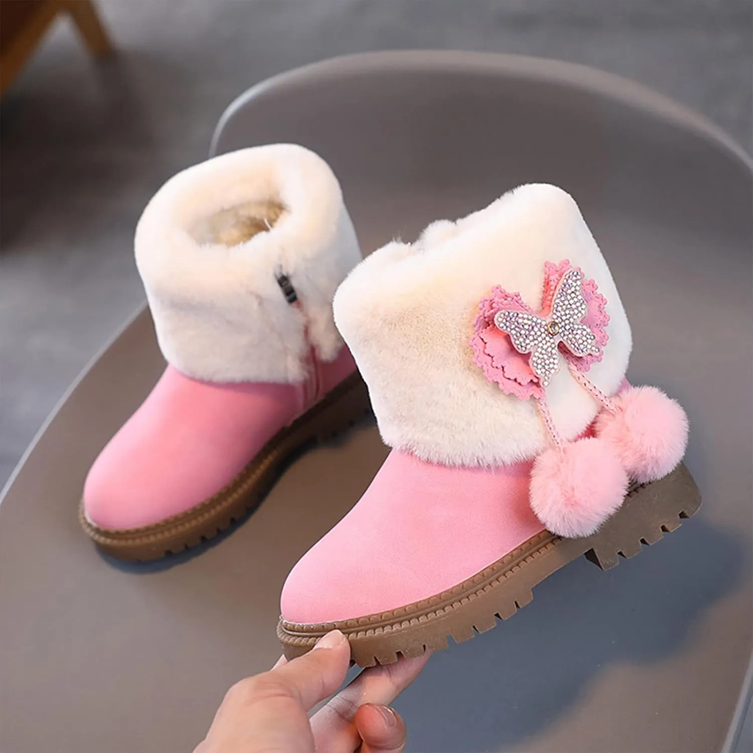 Leopard Rain Boots Kids Fashion Autumn and Winter Girls Snow Boots Thick Bottom Non Kids Winter Boots for Girls Size 1