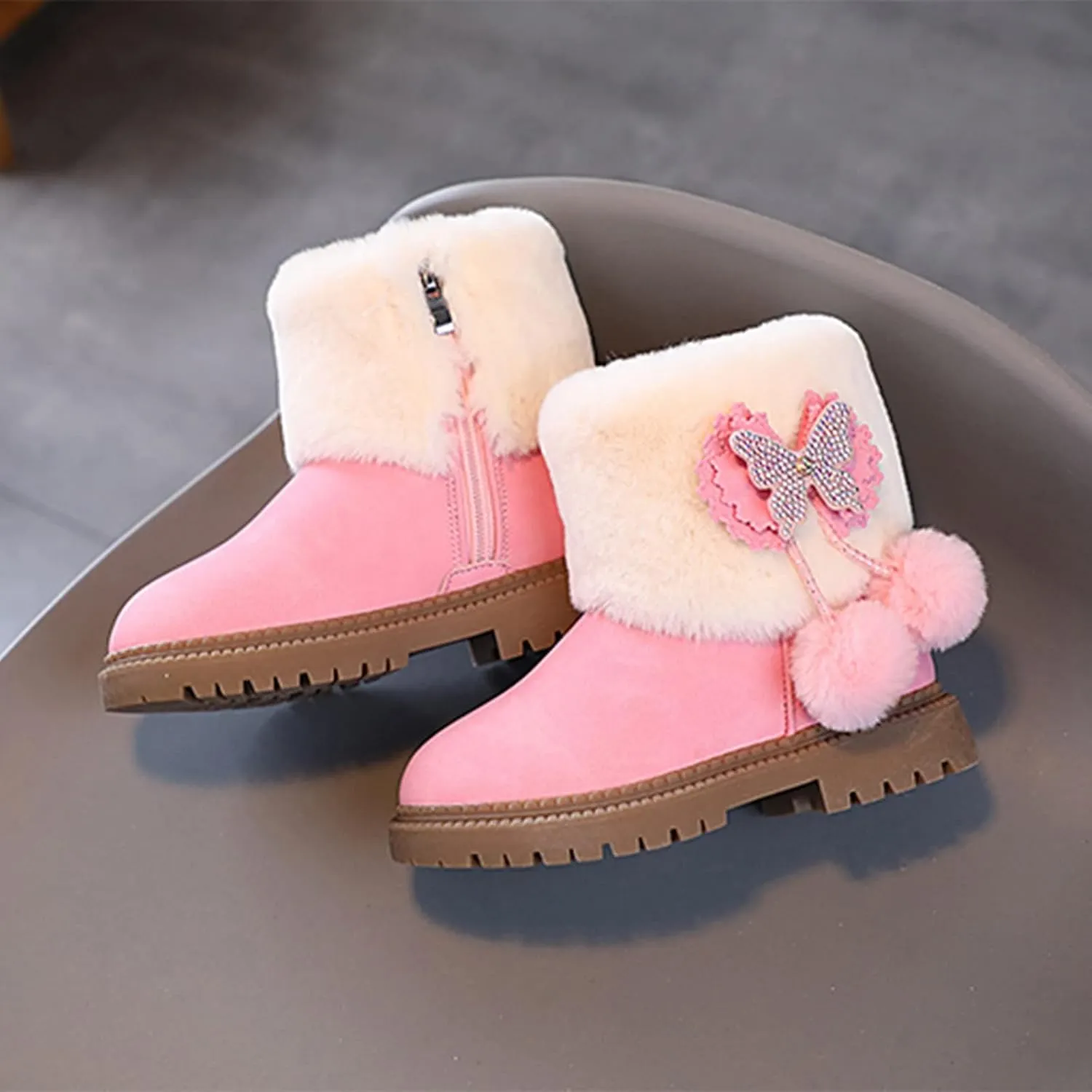 Leopard Rain Boots Kids Fashion Autumn and Winter Girls Snow Boots Thick Bottom Non Kids Winter Boots for Girls Size 1