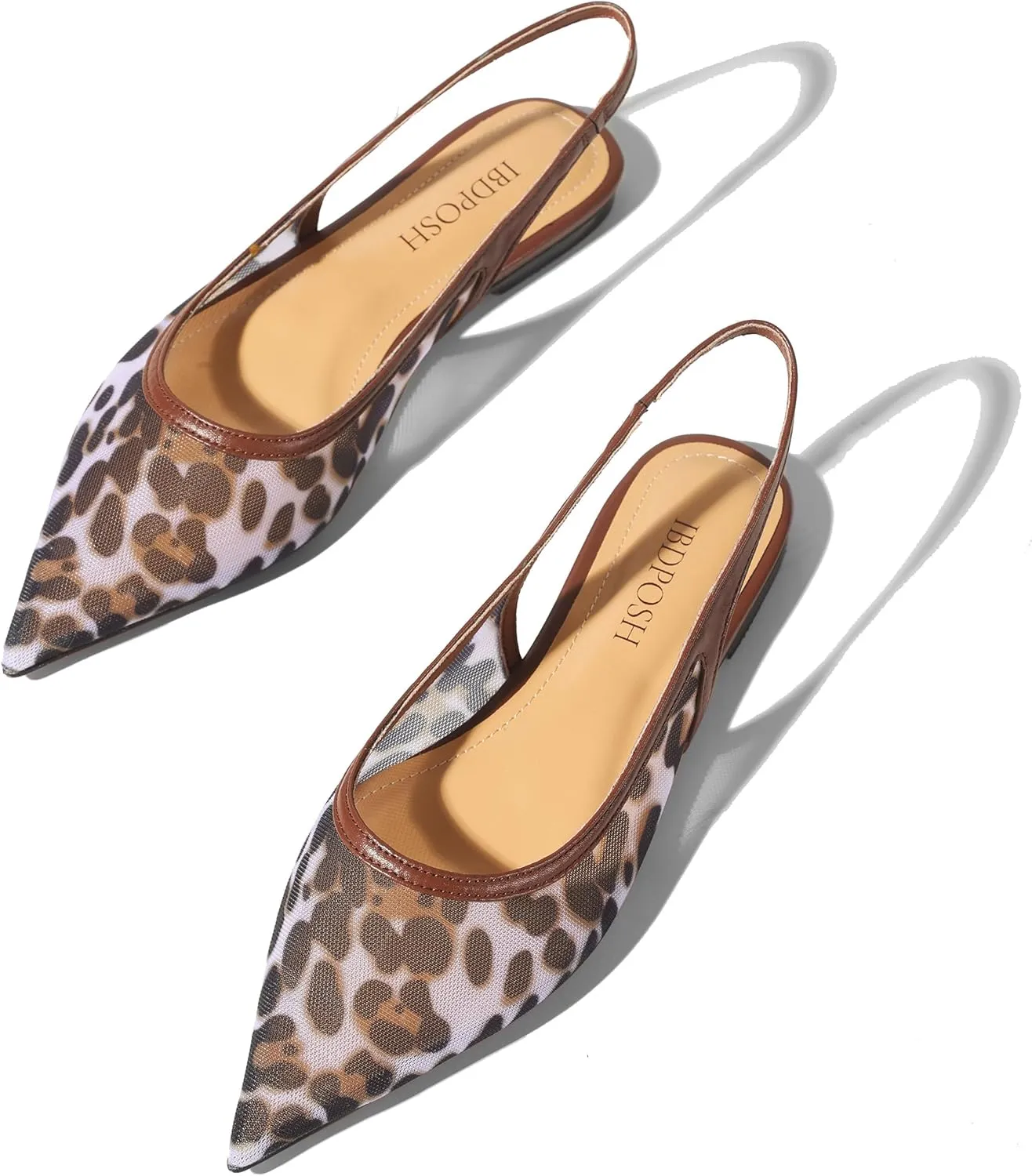 Leopard Slingback Flats for Women Stylish Pointed Toe Design with Comfortable Mesh Material for Breathable Party Dress Elegant Shoes Size 8