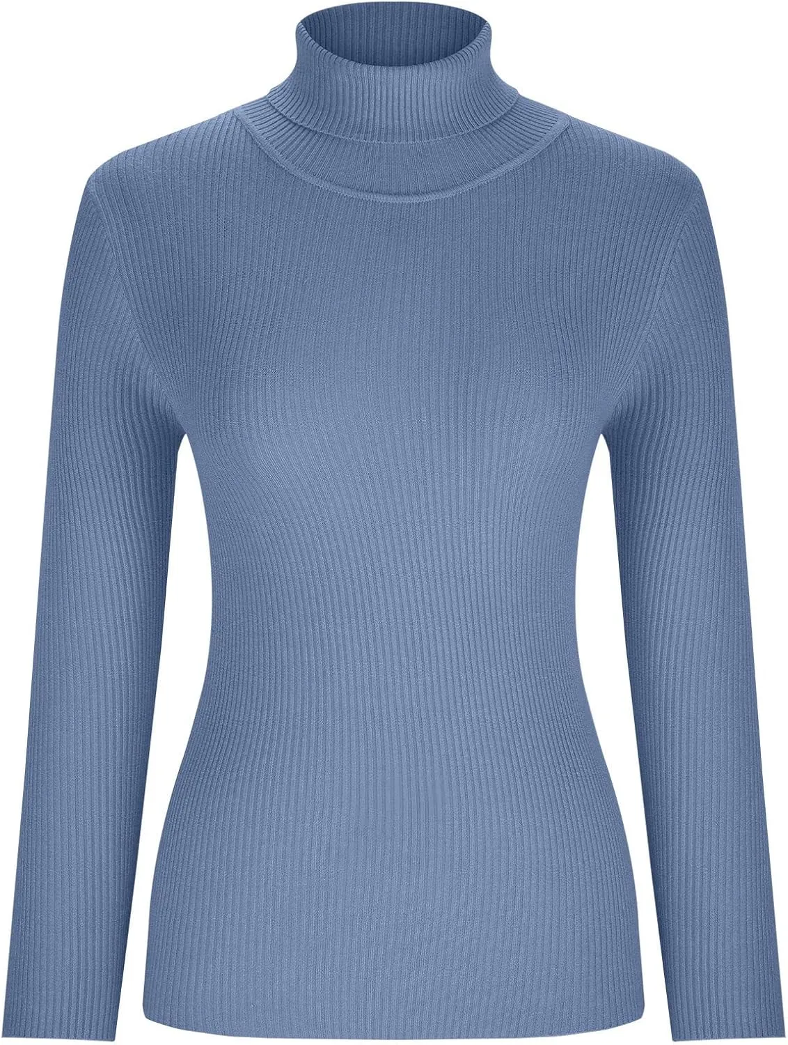 Lightweight Fitted Sweaters for Women Long Sleeve Turtleneck Ribbed Knit Pullover Sweater Casual Basic Tee Tops