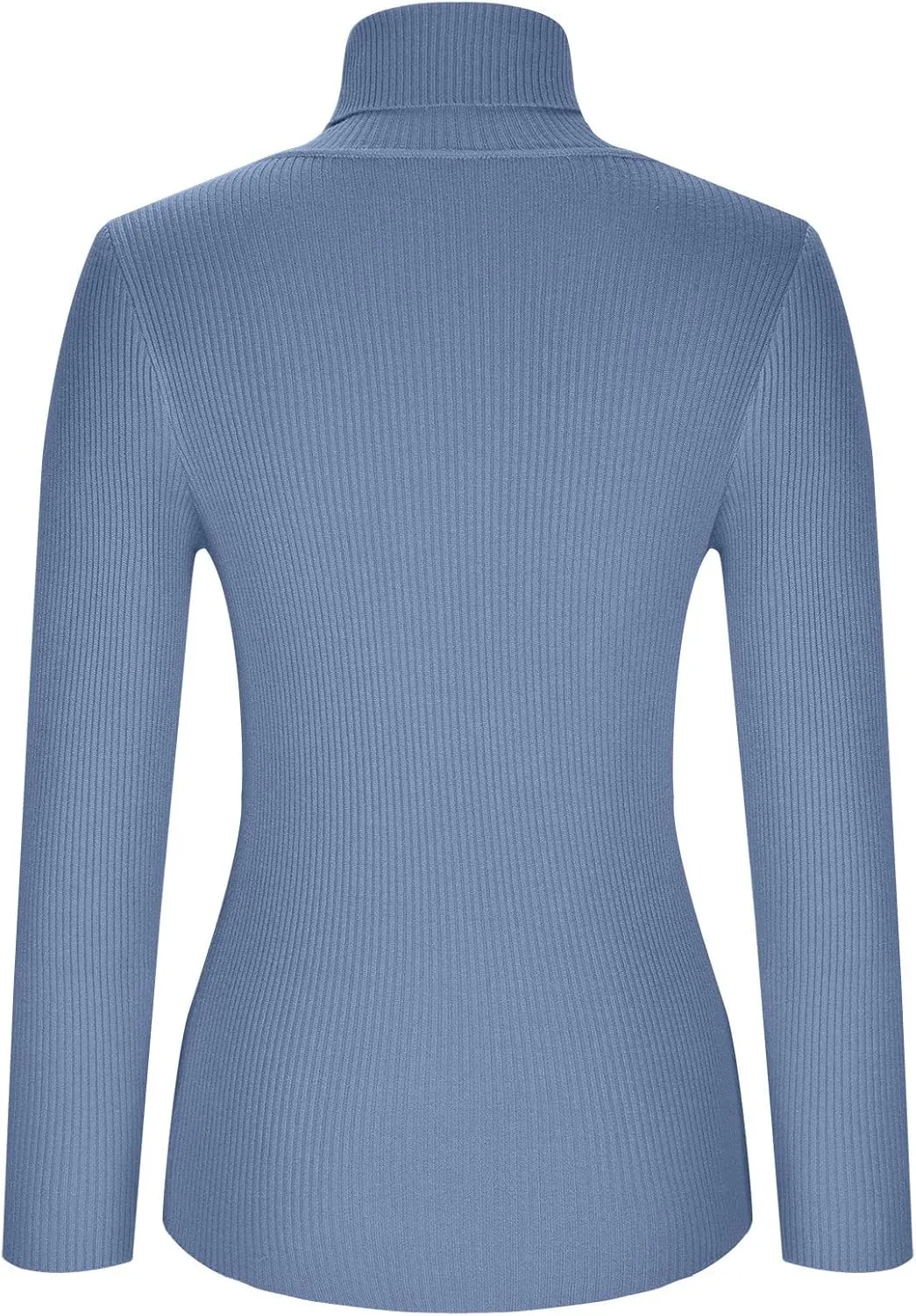 Lightweight Fitted Sweaters for Women Long Sleeve Turtleneck Ribbed Knit Pullover Sweater Casual Basic Tee Tops