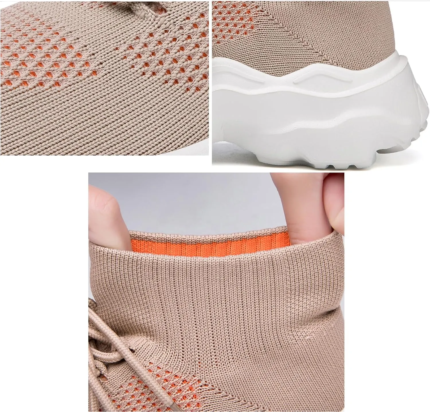 LLTMALL Women's Men's Chunky Sock Sneakers Lace up High Top Lightweight Mesh Running Shoes