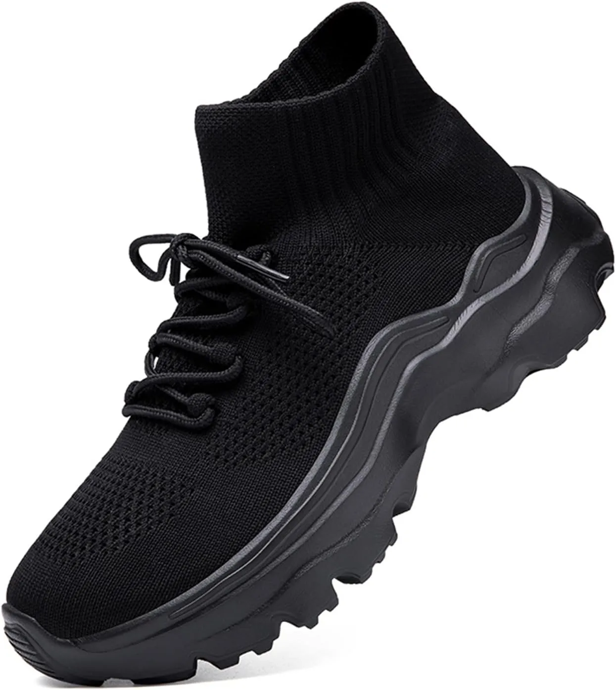 LLTMALL Women's Men's Chunky Sock Sneakers Lace up High Top Lightweight Mesh Running Shoes