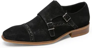 Loafers for Men - Genuine Leather Monk Strap Dress Shoes |Double Buckle Formal Shoes for Business