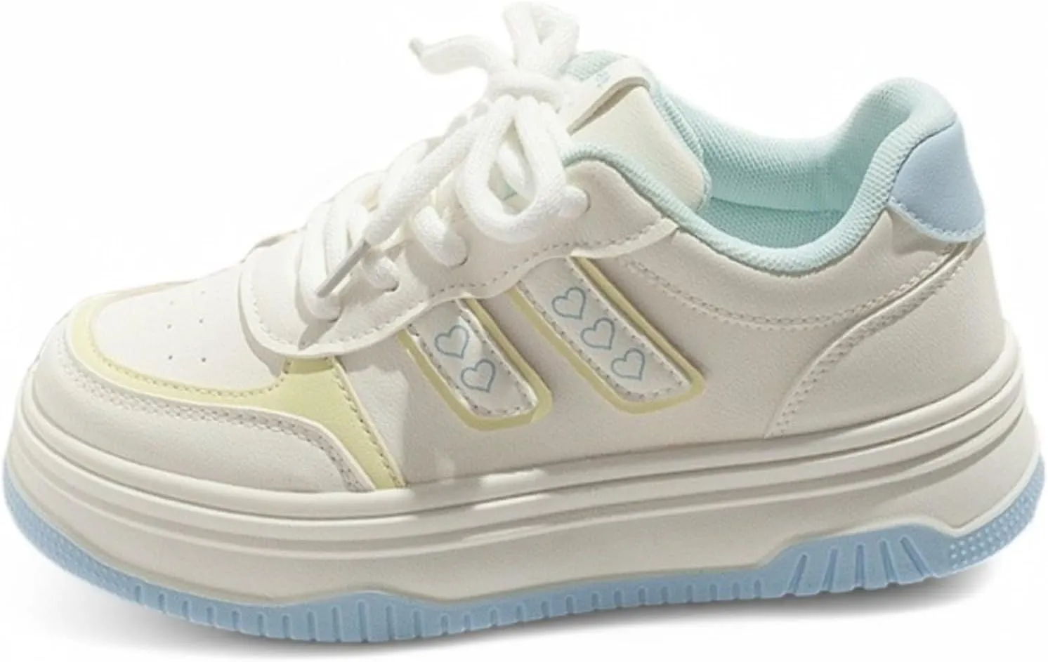 Love Heart Chunky Sneakers for Women Sweet Sporty Casual Y2k Platform White Walking Shoes All Season