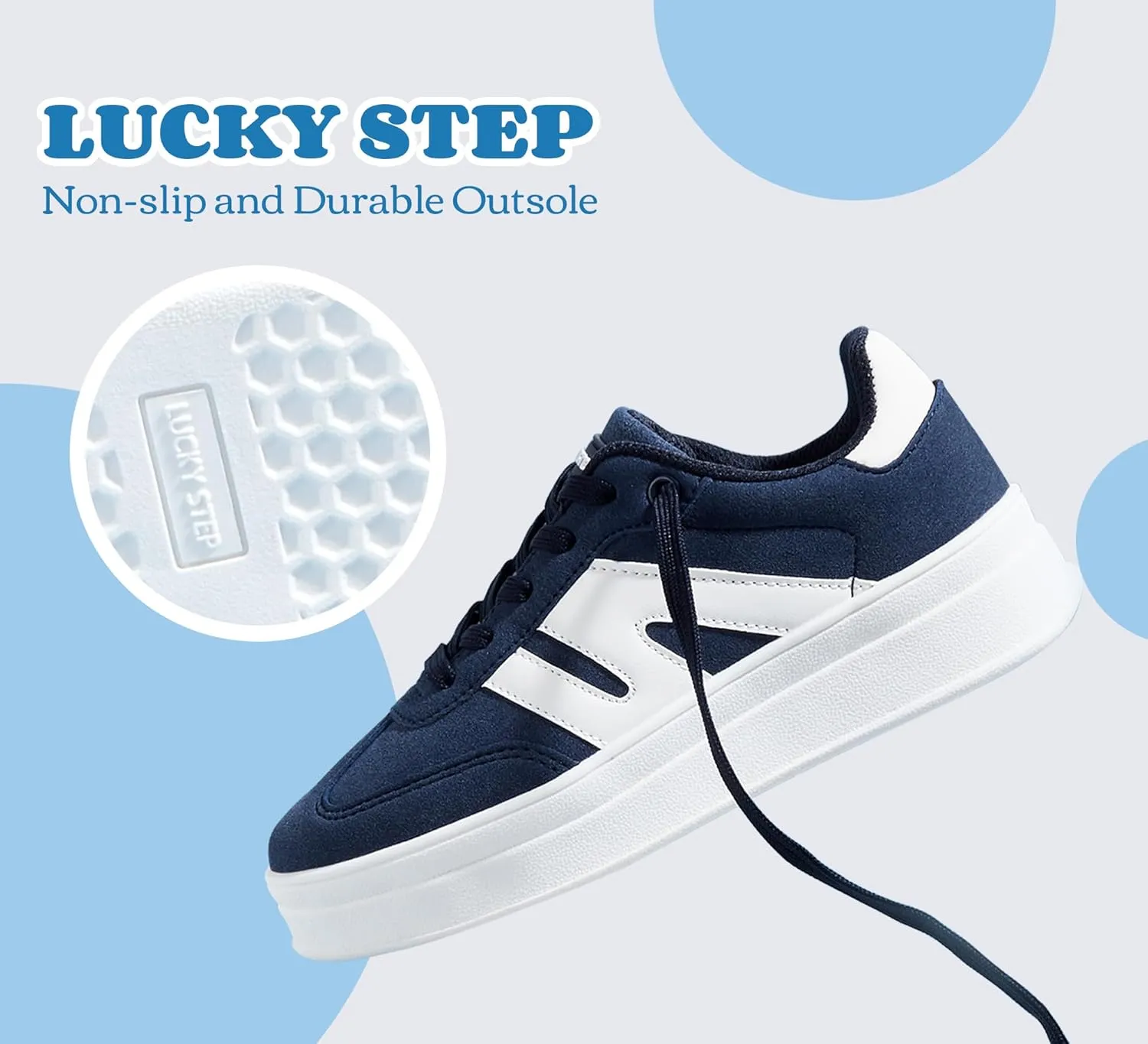 LUCKY STEP Boys Girls Platform Sneakers Fashion Casual Non Slip Walking Shoes Classic Retro Tennis Sneaker for Big Kids