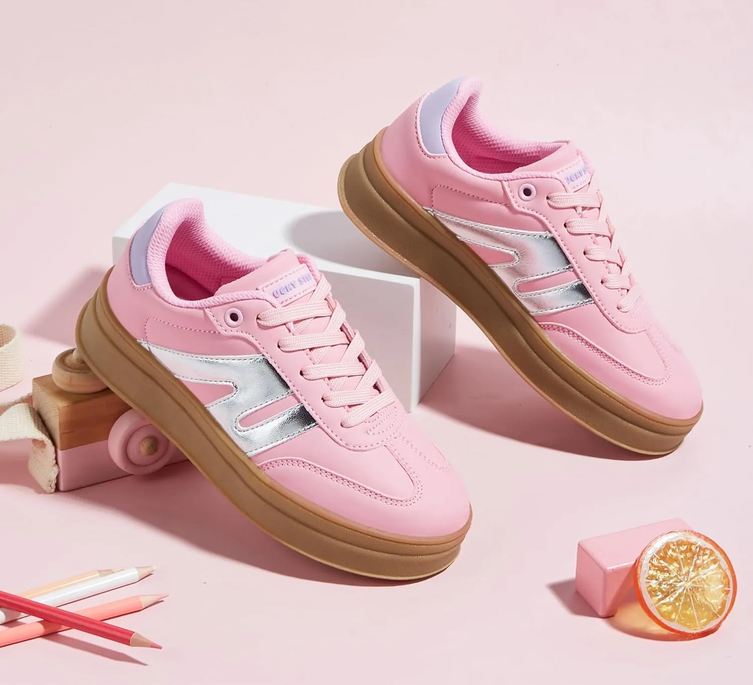 LUCKY STEP Boys Girls Platform Sneakers Fashion Casual Non Slip Walking Shoes Classic Retro Tennis Sneaker for Big Kids
