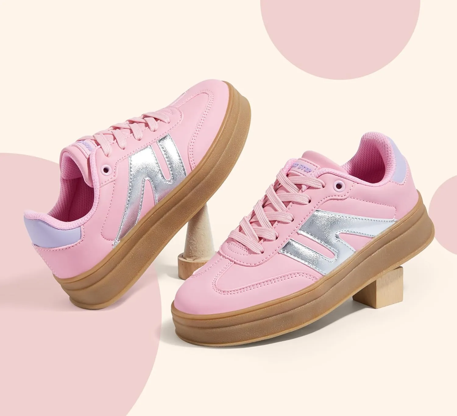 LUCKY STEP Boys Girls Platform Sneakers Fashion Casual Non Slip Walking Shoes Classic Retro Tennis Sneaker for Big Kids