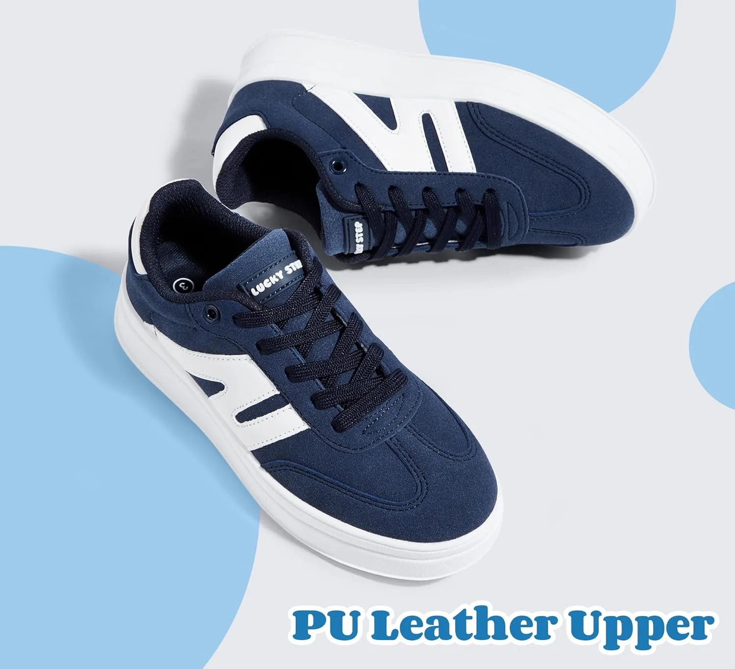 LUCKY STEP Boys Girls Platform Sneakers Fashion Casual Non Slip Walking Shoes Classic Retro Tennis Sneaker for Big Kids