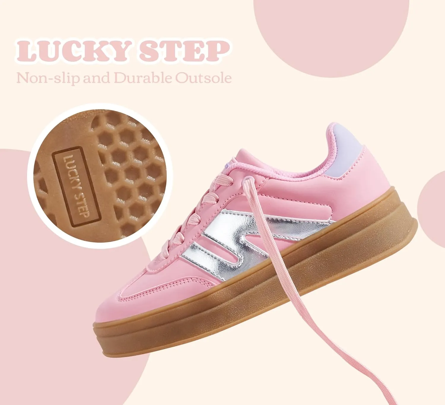 LUCKY STEP Boys Girls Platform Sneakers Fashion Casual Non Slip Walking Shoes Classic Retro Tennis Sneaker for Big Kids