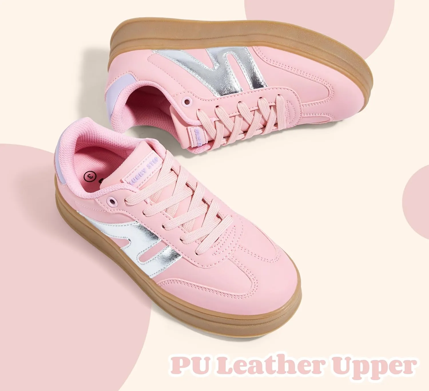 LUCKY STEP Boys Girls Platform Sneakers Fashion Casual Non Slip Walking Shoes Classic Retro Tennis Sneaker for Big Kids