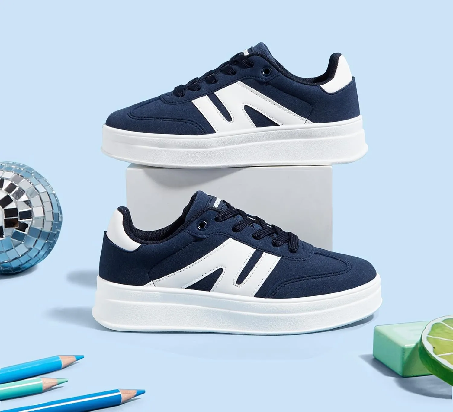 LUCKY STEP Boys Girls Platform Sneakers Fashion Casual Non Slip Walking Shoes Classic Retro Tennis Sneaker for Big Kids