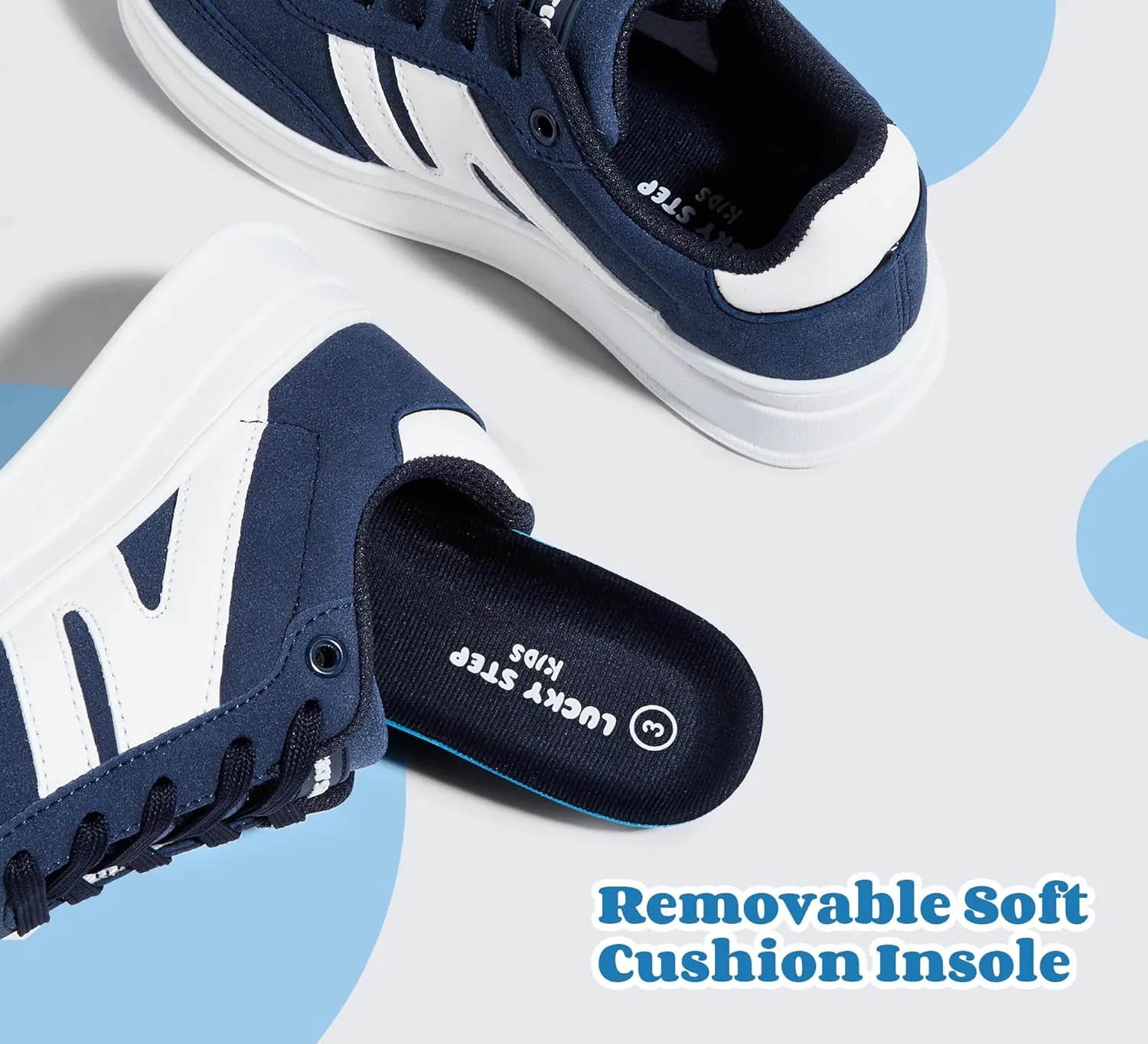 LUCKY STEP Boys Girls Platform Sneakers Fashion Casual Non Slip Walking Shoes Classic Retro Tennis Sneaker for Big Kids