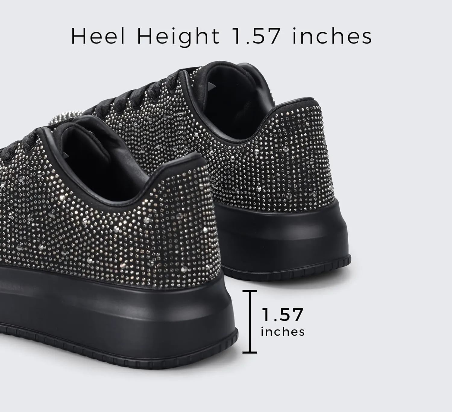 LUCKY STEP Rhinestone Sneakers for Women Platform Sparkly Glitter Bling Tennis Shoes Fashion Bedazzled Wedding Bridal Party Walking Sneakers