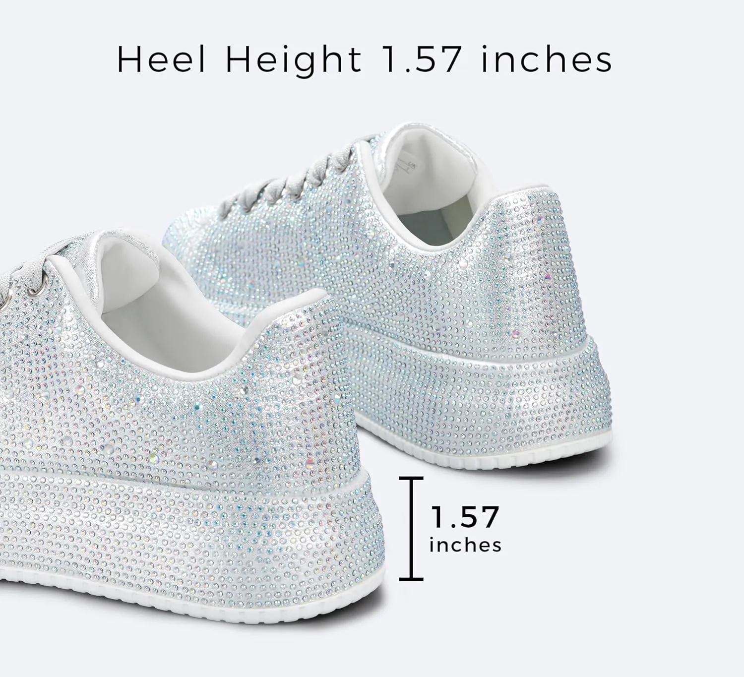 LUCKY STEP Rhinestone Sneakers for Women Platform Sparkly Glitter Bling Tennis Shoes Fashion Bedazzled Wedding Bridal Party Walking Sneakers