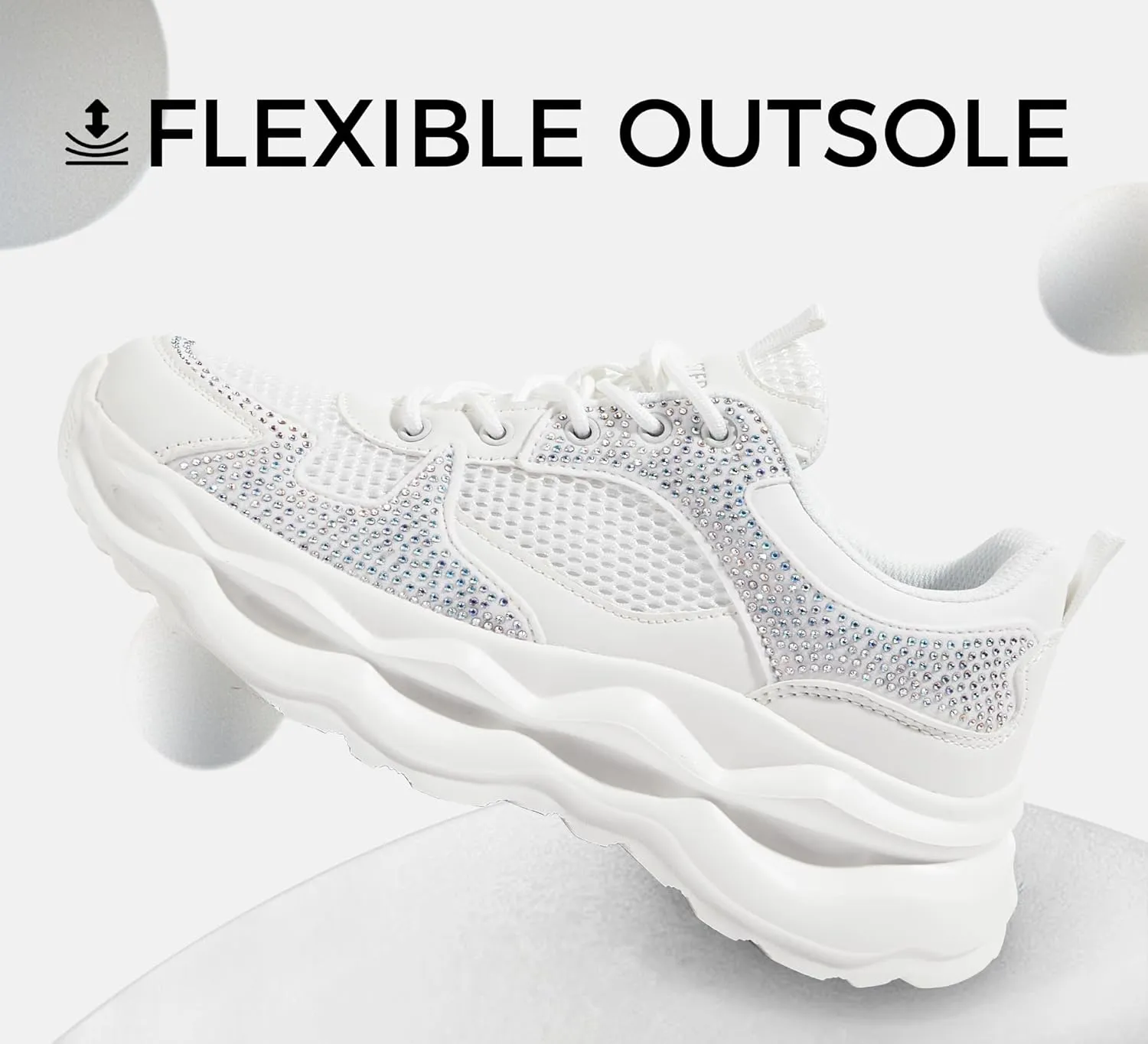 LUCKY STEP Women 's Chunky Sneakers 90s Fashion Thick Dad Rave Sparkly Bling Rhinestone Platform Casual Running Walking Shoes