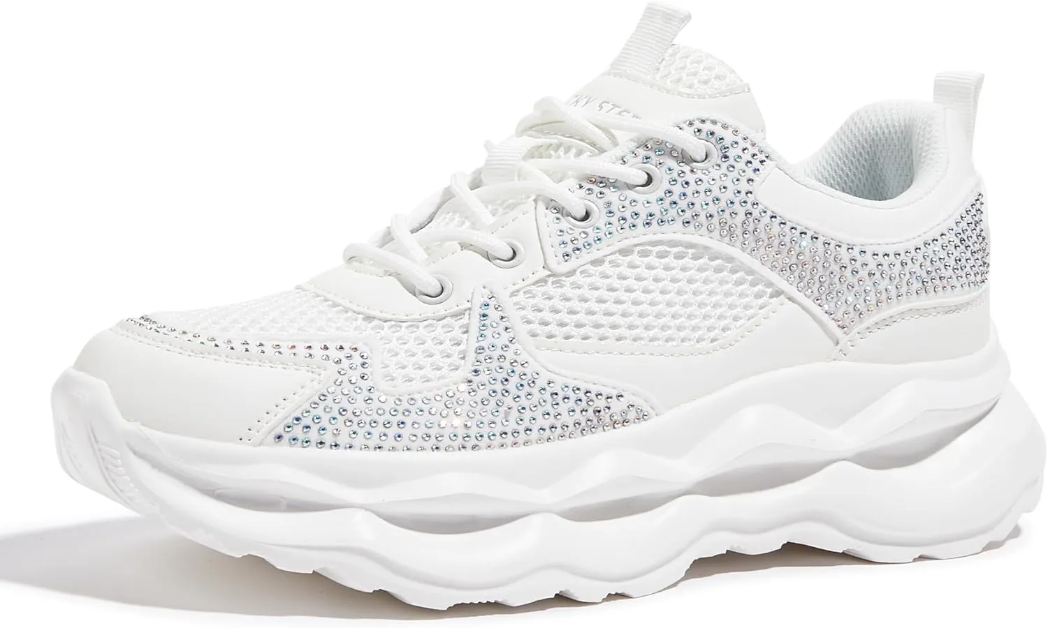 LUCKY STEP Women 's Chunky Sneakers 90s Fashion Thick Dad Rave Sparkly Bling Rhinestone Platform Casual Running Walking Shoes