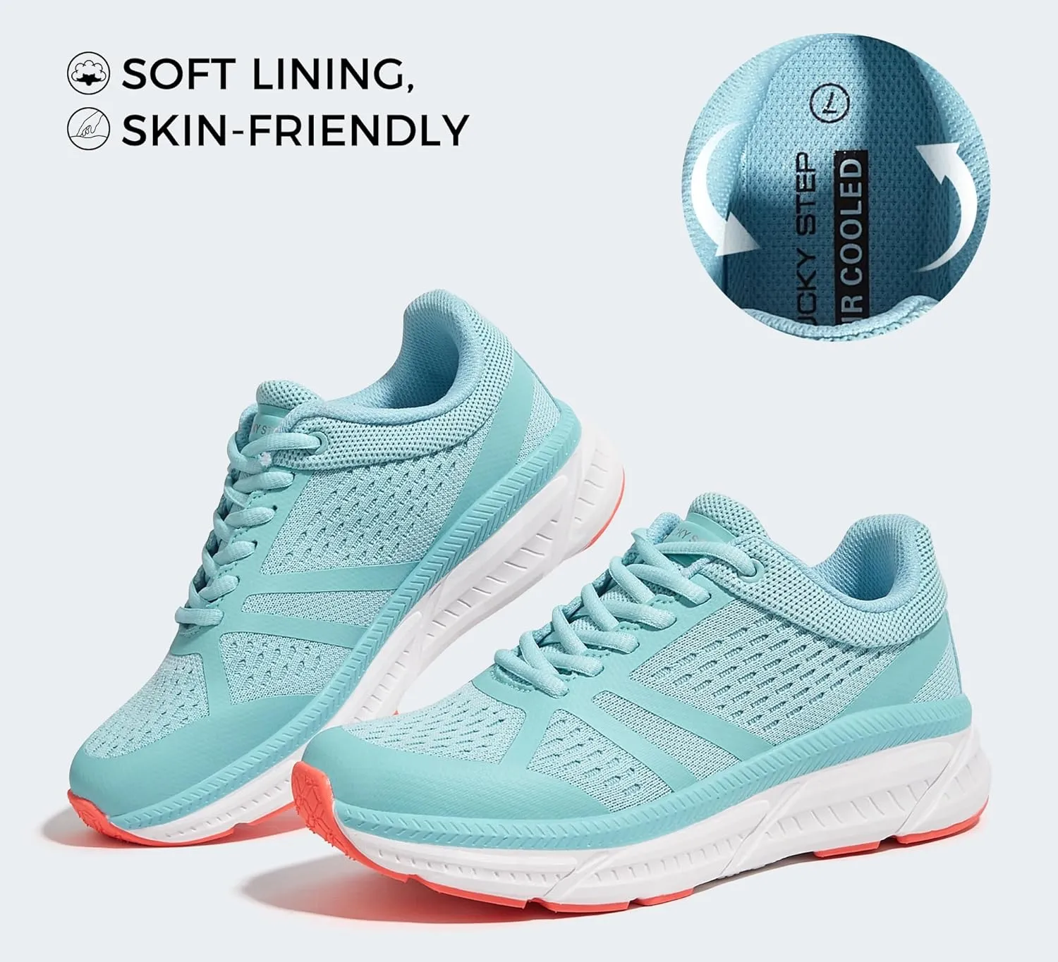 LUCKY STEP Women Walking Running Shoes Comfortable Hiking Shoes Breathable Non Slip Chunky Tennis Cross Training Workout Athletic Gym Sneakers