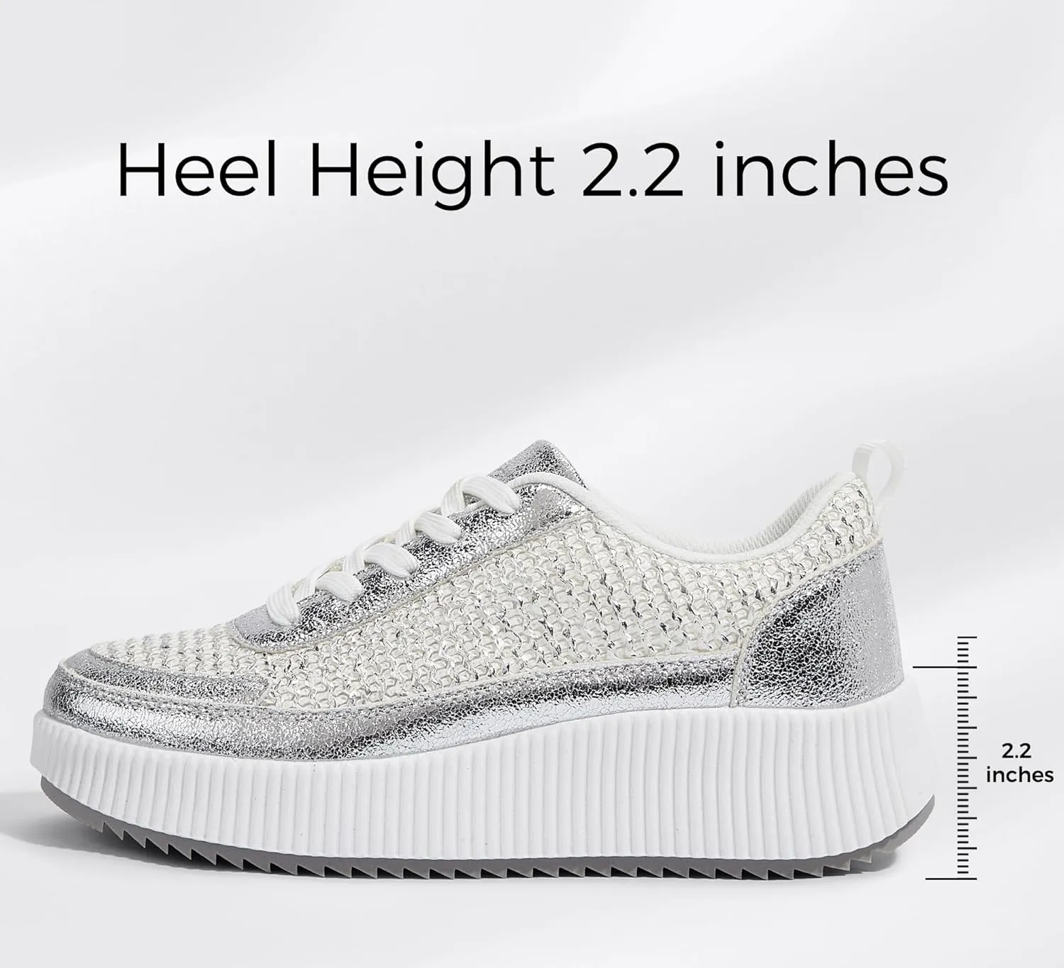 LUCKY STEP Women's Platform Sneakers Rhinestone Fashion Chunky Casual Sparkly Retro Braided Walking Shoes