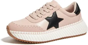 LUCKY STEP Women's Star Platform Sneakers Fashion Chunky Retro Trendy Casual Tennis Running Trainning Walking Shoes