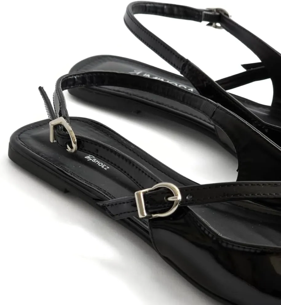 LUMINOSA Women’s Chic Slingback Flats with Buckle Detail