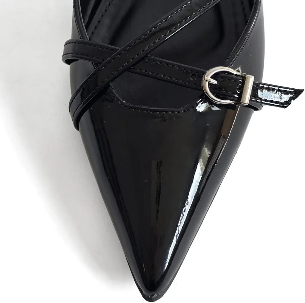 LUMINOSA Women’s Chic Slingback Flats with Buckle Detail