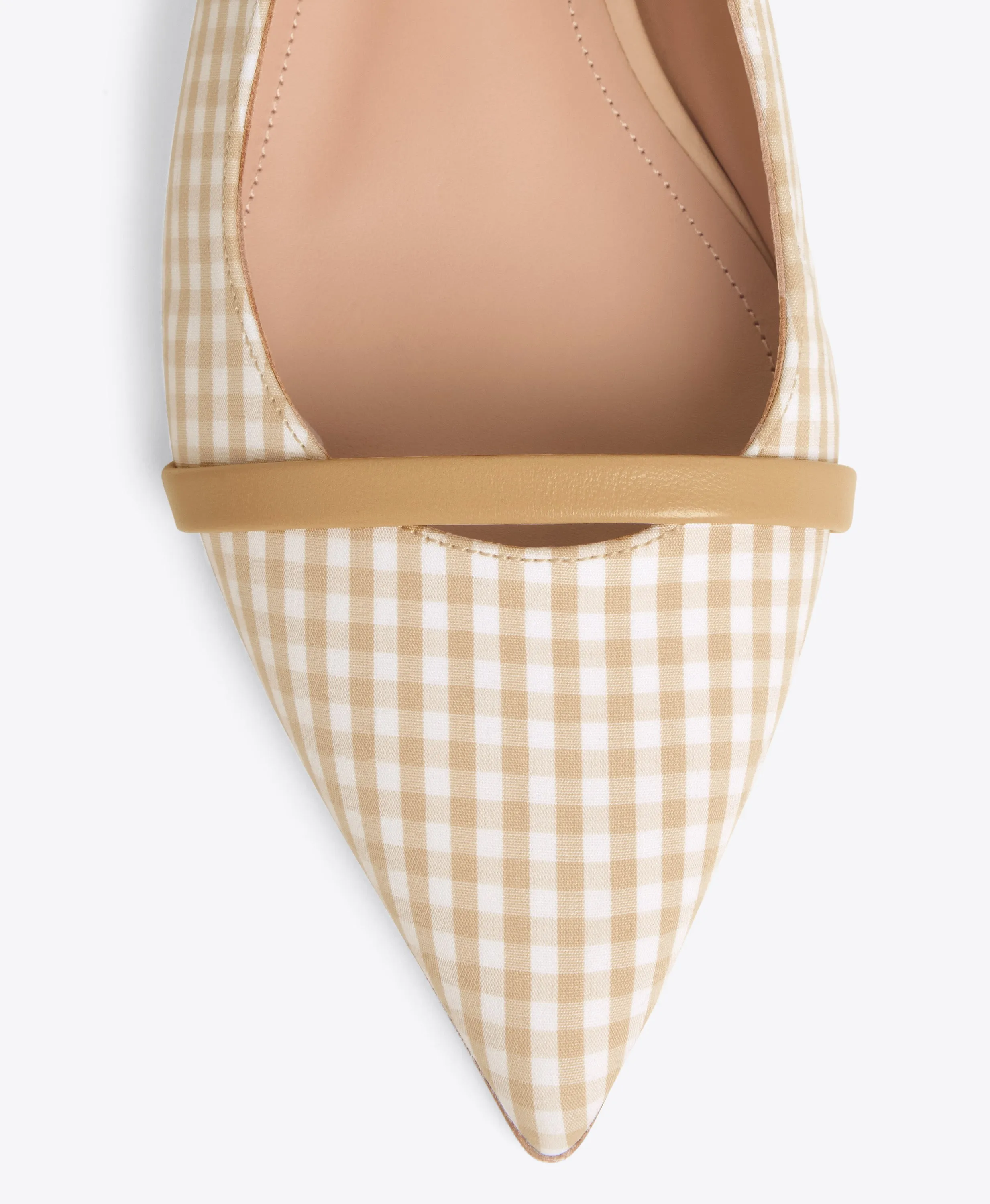 Maureen Beige Gingham Flat Mules