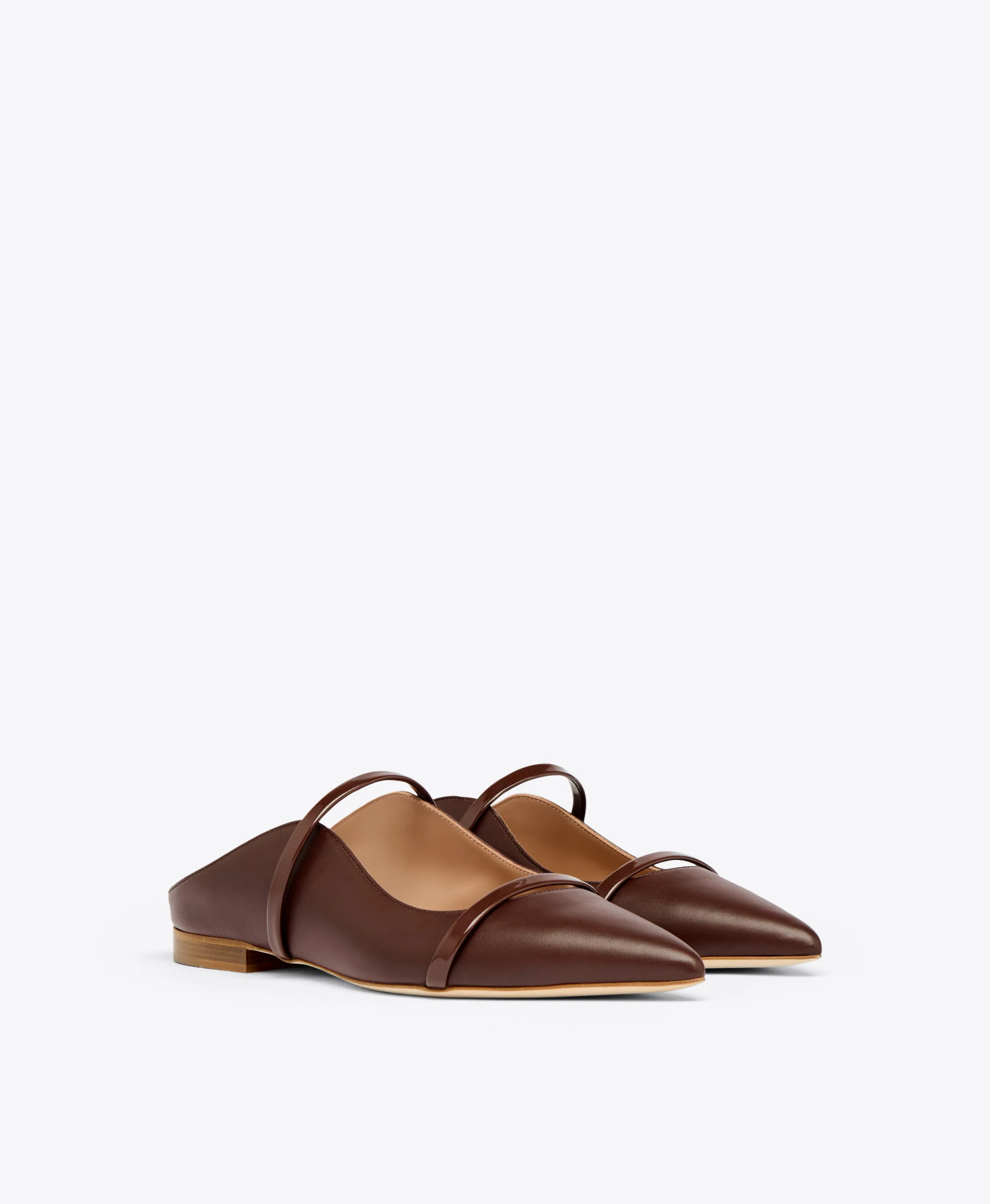 Maureen Dark Brown Leather Flat Mules