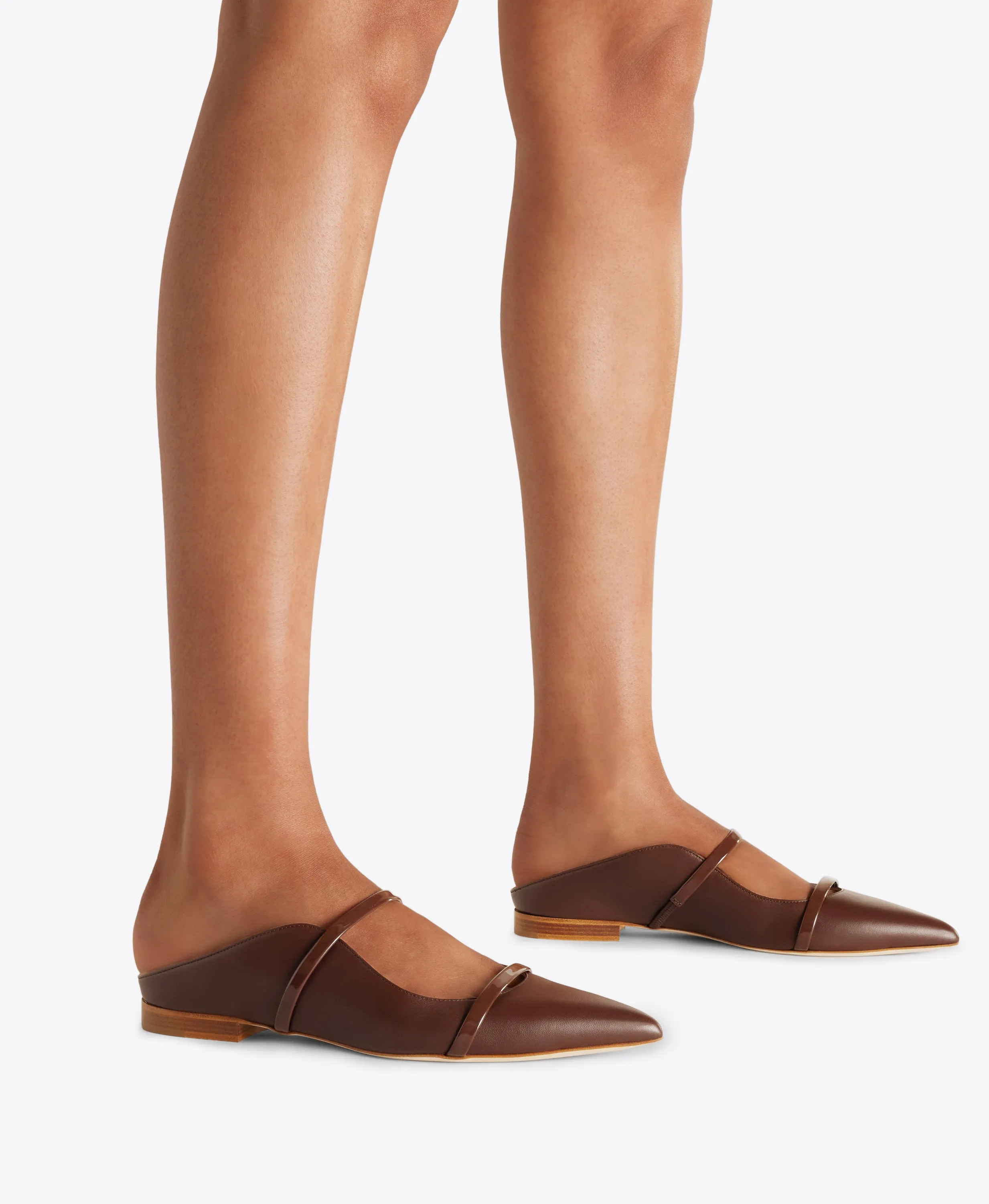 Maureen Dark Brown Leather Flat Mules