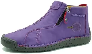Medieval Boots Leather Renaissance Outdoor Casual Fashion Zipper Slip On Boots for Women Blue Green