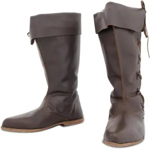 Medieval Renaissance Pirate Boots for Men, Halloween PU Leather Costume Boots Gothic Cosplay Boots for Adults