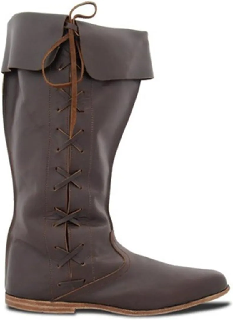 Medieval Renaissance Pirate Boots for Men, Halloween PU Leather Costume Boots Gothic Cosplay Boots for Adults