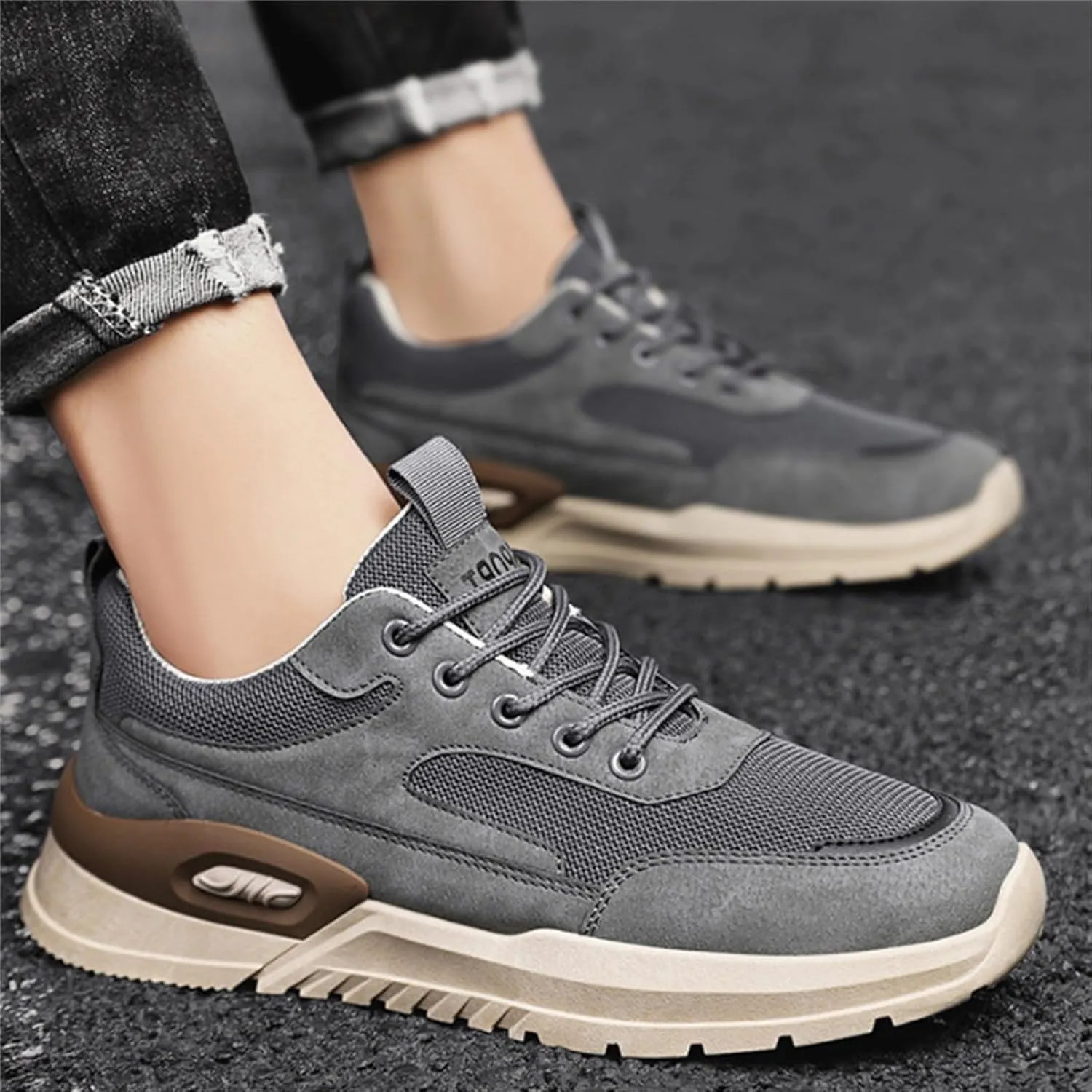 Men Low Top Breathable Running PU Casual Sneaker Sport Shoes Light Weight Mens Shoes