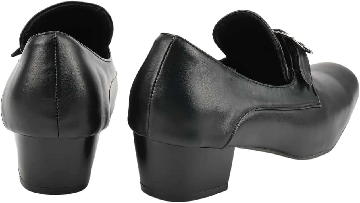 Men Retro Loafers Metal Square Buckle Formal Shoes Halloween Cosplay Shoes