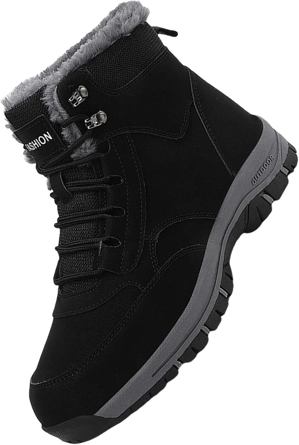 Men Work Boots Steel Toe Hiking Sneakers Shoes Warm Fur Lined Women Safety Toe Shoes with Zipper Waterproof Platform Shoes Work Hike Grounded Footwear