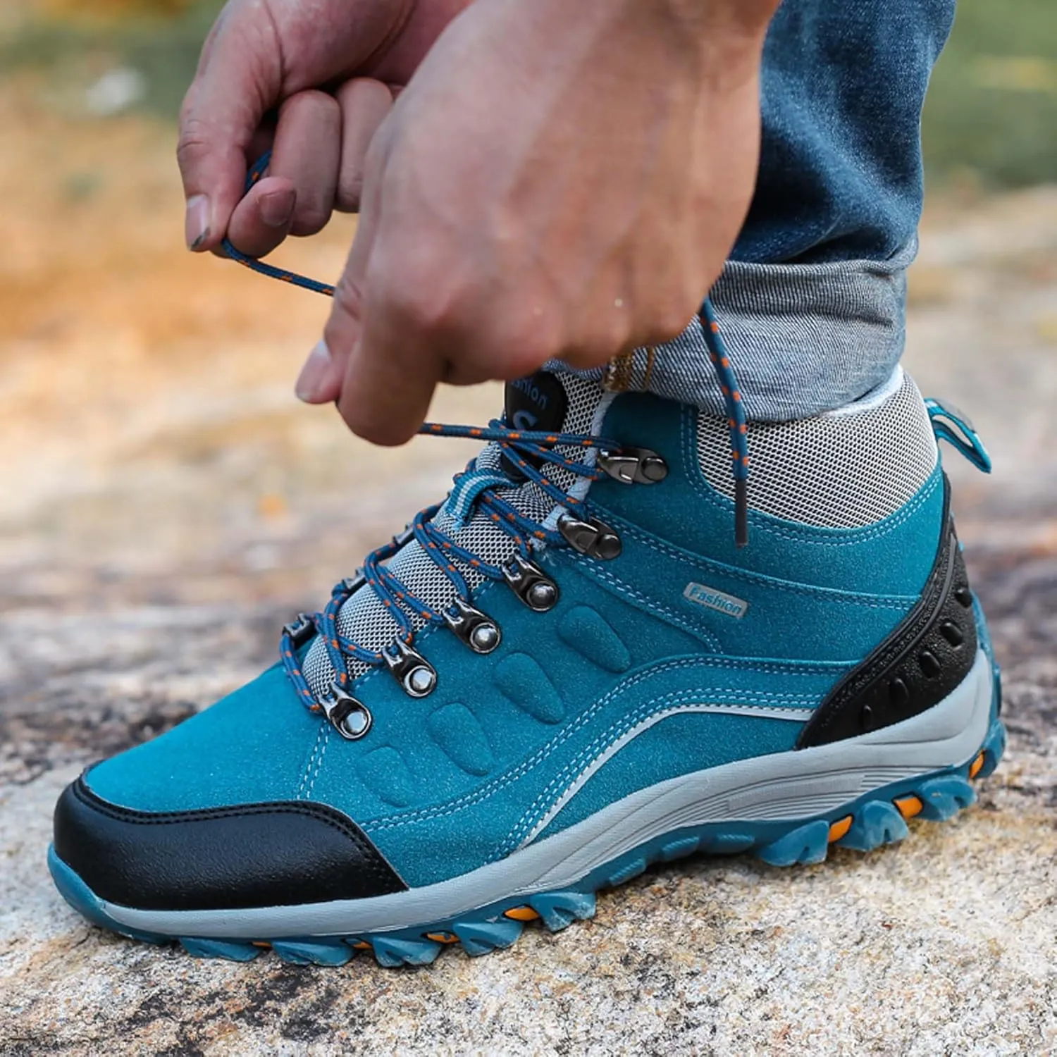 Mens And Womens Anti Slip And Wear Resistant Lace Up Hiking Boots Comfortable And Breathable Walking Boots Rubber Soles Scenic Spots Tourist Boots Couple Park Walking Boots Rock Climbing Boots