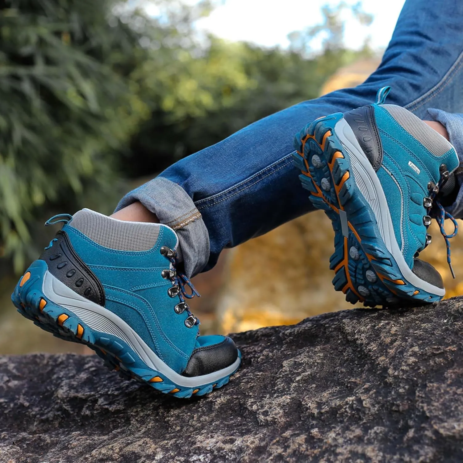 Mens And Womens Anti Slip And Wear Resistant Lace Up Hiking Boots Comfortable And Breathable Walking Boots Rubber Soles Scenic Spots Tourist Boots Couple Park Walking Boots Rock Climbing Boots