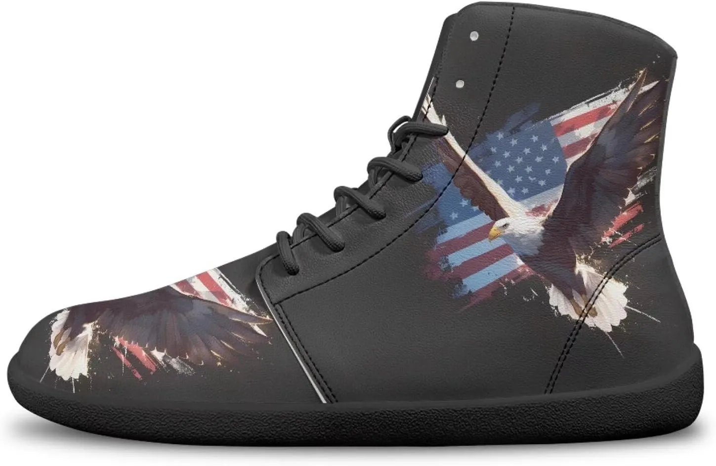 Men's Barefoot Shoes Wide Toe Box Fashion Sneakers PU Leather High Top Boots Comfortable Casual Travel Shoes Laces Outdoor Shoes US Size 5-14