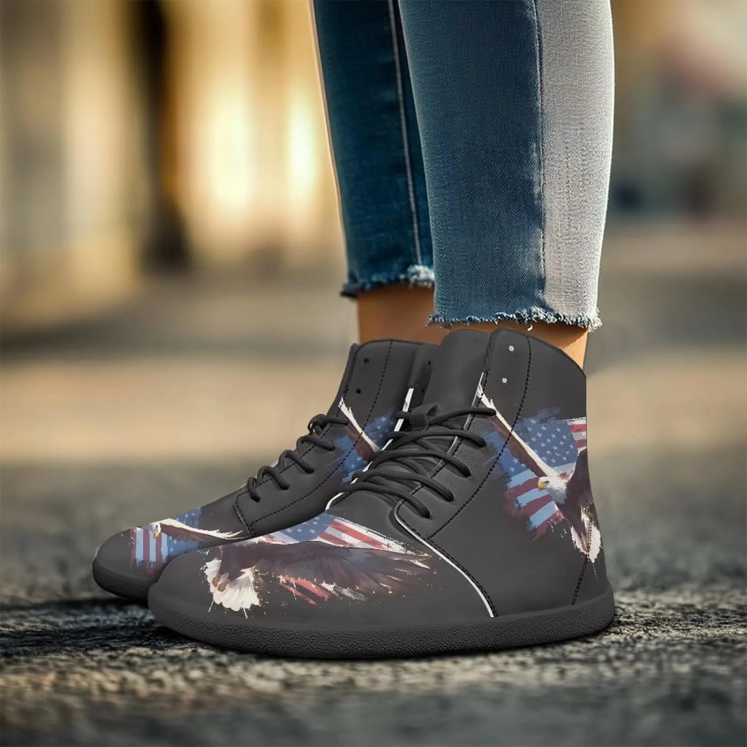 Men's Barefoot Shoes Wide Toe Box Fashion Sneakers PU Leather High Top Boots Comfortable Casual Travel Shoes Laces Outdoor Shoes US Size 5-14