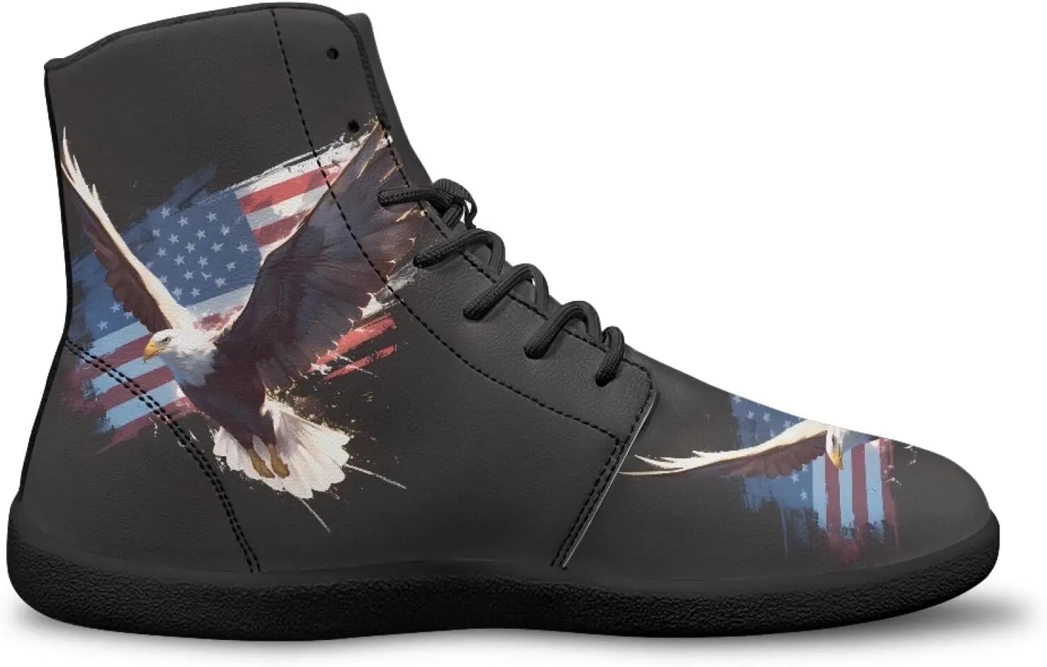 Men's Barefoot Shoes Wide Toe Box Fashion Sneakers PU Leather High Top Boots Comfortable Casual Travel Shoes Laces Outdoor Shoes US Size 5-14