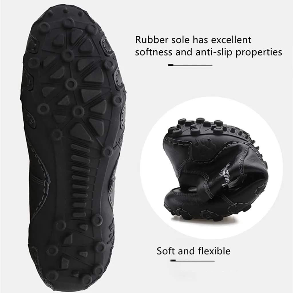 Men's Casual Leather Loafers Slip-On Driving Boat Penny Shoes Handmade Flats Dress Men Ankle Boots Hand Stitching Oxford Walking Traveling Outdoor Shoe