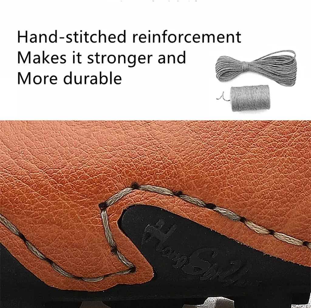 Men's Casual Leather Loafers Slip-On Driving Boat Penny Shoes Handmade Flats Dress Men Ankle Boots Hand Stitching Oxford Walking Traveling Outdoor Shoe