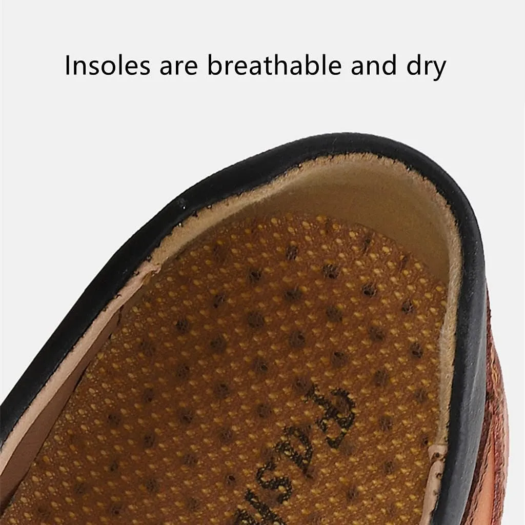 Men's Casual Leather Loafers Slip-On Driving Boat Penny Shoes Handmade Flats Dress Men Ankle Boots Hand Stitching Oxford Walking Traveling Outdoor Shoe